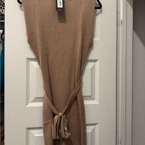 Le Lis Tan Tie Front Sheath Dress